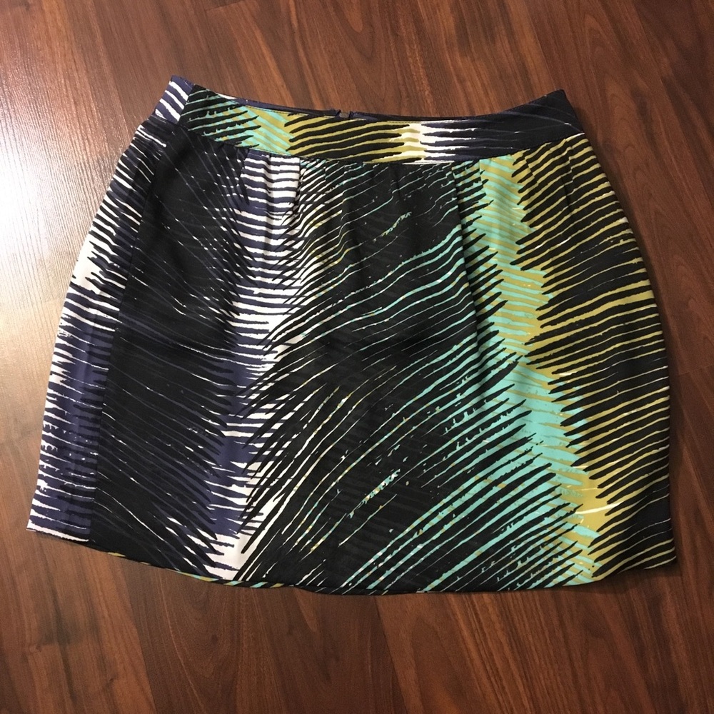 LOFT Abstract Blue Green and Black Skirt